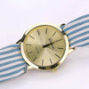 Women Fashion Striped Fabric Strap Quartz Watch(Baby Blue)