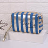 Multifunctional Striped PU Waterproof Cosmetic Toiletry Bag(Blue)