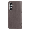 For Samsung Galaxy A26 5G Global Tree & Cat Embossed Pattern Flip Leather Phone Case(Grey)