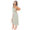 Women Elegant Slit Dress Commuting Sleeveless Knot Suspender Dress, Size: XL(Light Green)