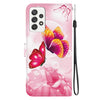 For Samsung Galaxy A53 5G Crystal Texture Colored Drawing Leather Phone Case(Pink Butterflies)