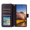 For Samsung Galaxy A25 Nine-card Slots Zipper Wallet Bag Leather Phone Case(Dark Purple)
