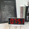 Multi-function Large Screen Electronic Clock Mute LED Mirror Alarm Clock(Red Light with White Frame)