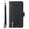 For Samsung Galaxy A36 Nine Card Zipper Bag Leather Phone Case with Lanyard(Black)