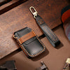 Hallmo Car Cowhide Leather Key Protective Cover Key Case for Volkswagen Lavida A Style(Black)