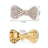 2 PCS  Fashion Women Crystal Rhinestone Hairpins Bow Knot Barrettes(Gold)