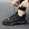 Men Air Cushion Sneakers Low Top Lace Running Shoes Mesh Breathable Sports Shoes, Size: 43(Black Blue)