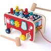 Baby Percussion Wooden Elephant Drag Cart Hitting Hamster Children Educational Toys(Red)
