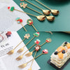 2pcs /Pack Christmas Gift Spoon Cartoon Fruit Fork Dessert Coffee Scoop, Style: Elk (Pink Box)