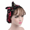 TJM-226 Ladies Satin Print Ribbon Bow Turban Hat Night Cap Silk Chemotherapy Hat Long Tail Braid Hat(Pink)