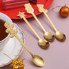 2pcs /Pack Christmas Stainless Steel Spoon Tableware Gift Set, Color: Blue Box Golden Gingerbread+Snowman