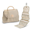 Leather Waterproof Toiletry Bag Cosmetic Bag with Hook Travel Toiletries Storage Bag(Beige)