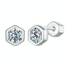 S925 Sterling Silver Plated With Platinum Shining Moissanite Hexagonal Earrings(MSE063)