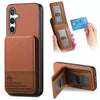 For Samsung Galaxy A33 5G Twill Fabric Leather Vertical Flip RFID Card Bag Phone Case(Brown)