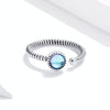 S925 Sterling Silver Platinum Plated Moonlight Lovers Women Open Ring
