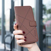 For Samsung Galaxy A25 5G Geometric Pattern RFID Leather Phone Case(Brown)