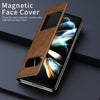 For Samsung Galaxy Z Fold2 5G Mature Window View Flip Leather Phone Case(Brown Nappa)