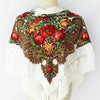 Red Ethnic Style Retro Tassel Square Scarf Flower Pattern Headscarf Scarf, Size:90 x 90cm
