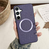 For Samsung Galaxy S25+ 5G Magsafe Magnetic Ring Cloth Texture Phone Case(Purple)