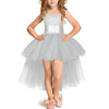 Gray Girls Lace Sling Dress Mesh Tutu Party Dress, KId Size:2 age (80-90cm)