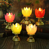 LED Electronic Candle Lotus Lamp Buddha Offering Light Simulation Swing Decorative Lights(Beige)