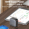 LDNIO Q408 100W GaN USB+3 USB-C / Type-C Interface Charger with 1m 100W USB-C / Type-C to USB-C / Type-C Data Cable, Plug Type:EU Plug(Black)