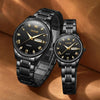 1pair OLEVS 5563 Couple Luminous Waterproof Quartz Watch(Black)