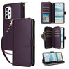 For Samsung Galaxy A73 5G Nine-card Slots Zipper Wallet Bag Leather Phone Case(Dark Purple)