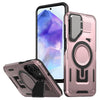 For Samsung Galaxy A55 5G Shield Frame Holder MagSafe Phone Case(Rose Gold)
