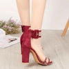 Thick Heeled Serpentine High Heel Sandals, Color:36(Snake Grain)