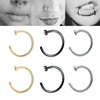 5pcs Stainless Steel Nose Ring Without Hole C-Shape Nose Staple Lip Band Earrings, Size: 0.8 x 6+2(Gold)