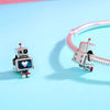 Retro Style S925 Sterling Silver Robot Charm DIY Beaded