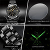 OLEVS 2886 Men Sports Chronograph Waterproof Luminous Quartz Watch(Black Gold Steel Strip)