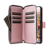 For Samsung Galaxy A24 Nine-card Slots Zipper Wallet Bag Leather Phone Case(Rose Gold)