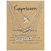3 In 1 12 Zodiac Signs Necklace Set Retro Alphabet Symbols With Diamonds Jewelry Set, Style: Capricorn Silver