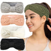 Women Fall Winter Fluffy Knitted Headbands Woolen Twist Sports Warm Ear Protectors Headcovers(Black)