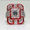 Luxury Square Women Crystal Zircon Engagement Ring, Ring Size:10(Red)