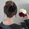 Romantic Rose Flower Twist Hair Clip Hair Jaw Clamps Back Of Head Clip(Black)