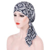 Stretch Printed Turban Big Tail Hat Flower Cloth Curved Turban Hat, Size:M 56-58cm(Small Floral Navy)