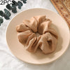 2 PCS Large Intestine Ring Hair Band Women Fabric Ponytail Seamless Stretch Hair Jewelry(Light brown)