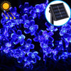 Peach Blossom Shape 50 LEDs Outdoor Garden Waterproof Christmas Spring Festival Decoration Solar Lamp String(Blue)