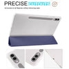 For Samsung Galaxy Tab S10 FE / S9 3-folding Transparent TPU Smart Leather Tablet Case with Pen Slot(Dark Blue)