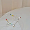 925 Silver Plated Rainbow Smile Beaded Bracelet Ladies Jewelry, Color: Bear Heart
