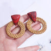 Rattan Wooden Vintage Handmade Dangle Earrings(Black 2)