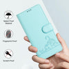 For Samsung Galaxy A16 4G Cat Rat Embossed Pattern RFID Leather Phone Case with Lanyard(Mint Green)