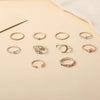 10pcs/set Moon Star Leaves Heart Rhinestone Knuckle Ring(SKU5900)