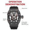 BAOGELA 224147 Wine Barrel Shaped Hollow Night Light Waterproof Sports Silicone Men Watch(Black Shell Red Belt)