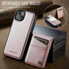 For iPhone 15 AutSpace A12 MagSafe Magnetic RFID Card Bag Phone Case(Rose Gold)