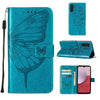 For Samsung Galaxy A24 4G Embossed Butterfly Leather Phone Case(Blue)