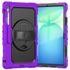 For Samsung Galaxy Tab S10 FE+ Silicone Hybrid PC Tablet Case with Shoulder Strap(Purple)